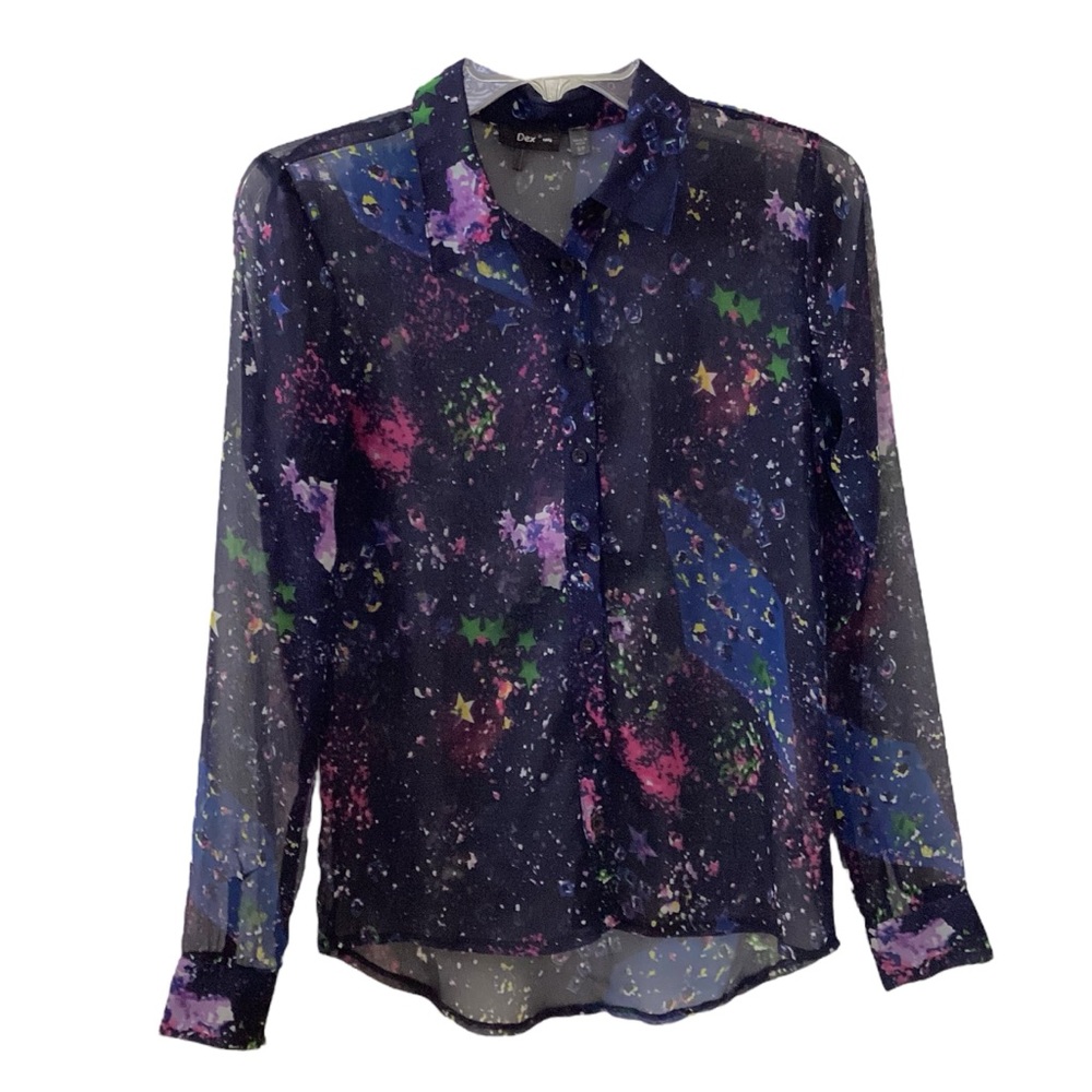 DEX Small Sheer Button Up Blouse